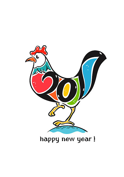 한마리 일러스트 새해 사람없음 닭 해피뉴이어 2017년 정유년_2017년 AI_파일형식 국내일러스트 1 조류 새해인사 연도 파일형식 벡터
