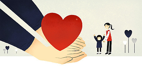 전신 PSD 손 여자 일러스트 사랑 서기 웃음 성인 두명 신체부위 하트 봉사 자원봉사자 나눔 국내일러스트 모양 감정 모션 표정 사람 도움 파일형식