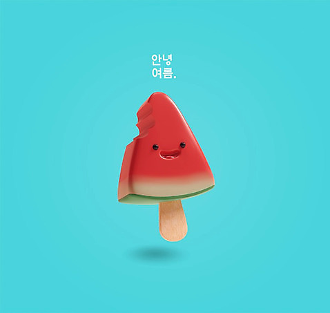 PSD 편집이미지 캐릭터 아이스크림 여름음식 수박 사람없음 그래픽 3D 시원함 디지털합성 안녕 막대아이스크림 수박캐릭터 제철음식 제철과일 여름_계절 편집3D 계절 음식 과일 디저트 인사 제철 파일형식