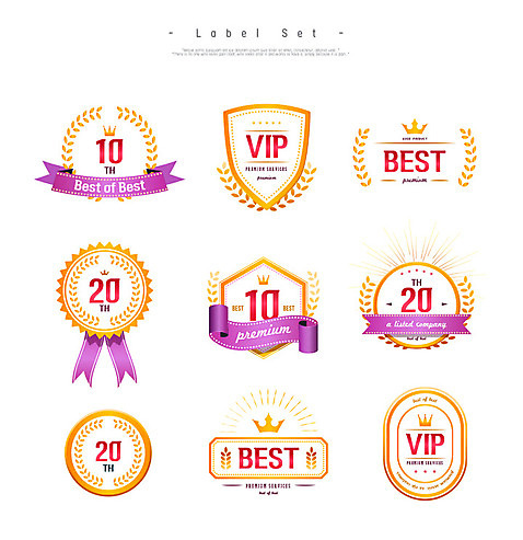 리본 일러스트 나뭇잎 왕관 이벤트 사람없음 세트 라벨 세일 최고 VIP AI_파일형식 국내일러스트 잎 프레임 파일형식 벡터