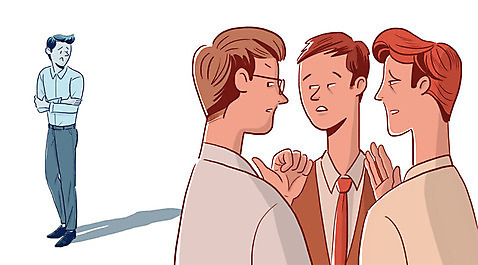 전신 PSD 남자 일러스트 회사 직장 서기 여러명 상반신 성인 금지 사회 무관심 갈등 지연 고립 뒷담화 따돌림 왕따 제외 차별 국내일러스트 감정 다수 비즈니스 모션 사람 공동체 험담 파일형식