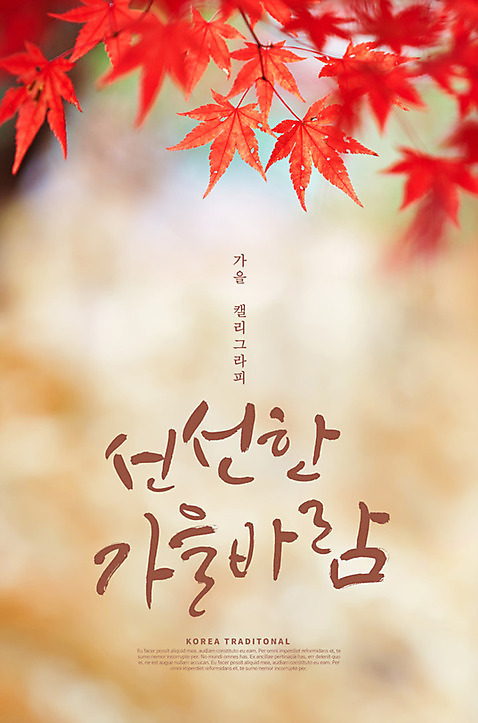 PSD 편집이미지 손글씨 단풍 캘리그라피 한글 사람없음 아웃포커스 가을_계절 이미지편집 문자 계절 잎 촬영기법 파일형식