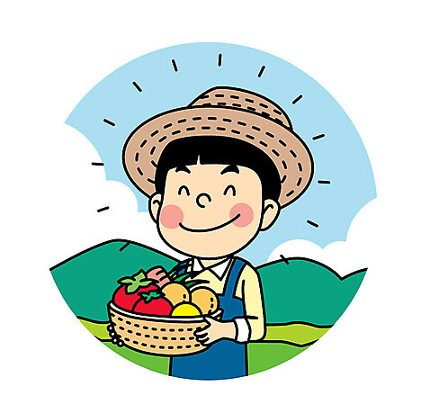 캐릭터 남자 어린이 채소 과일 일러스트 직업캐릭터 한명 들기 바구니 농사 농부 직업체험 농부캐릭터 AI_파일형식 일러캐릭터 직업 1 농업 모션 사람 체험학습 파일형식 벡터