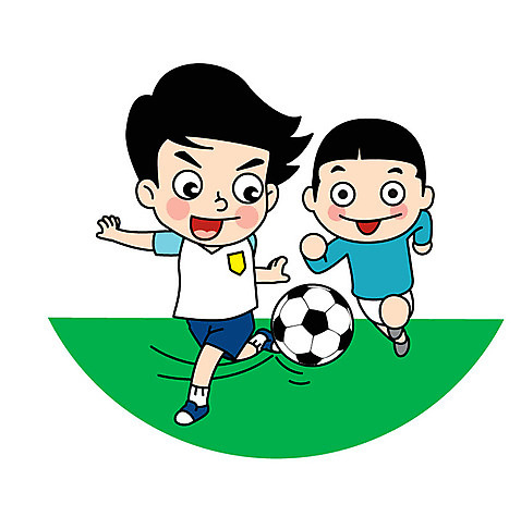 전신 캐릭터 남자 어린이 스포츠 일러스트 축구공 웃음 두명 축구 킥 축구장 AI_파일형식 일러캐릭터 공 축구용품 스포츠시설 모션 표정 사람 구기 파일형식 벡터