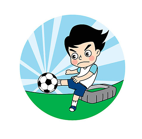 전신 캐릭터 남자 어린이 스포츠 일러스트 축구공 한명 축구 킥 축구장 AI_파일형식 일러캐릭터 1 공 축구용품 스포츠시설 모션 사람 구기 파일형식 벡터