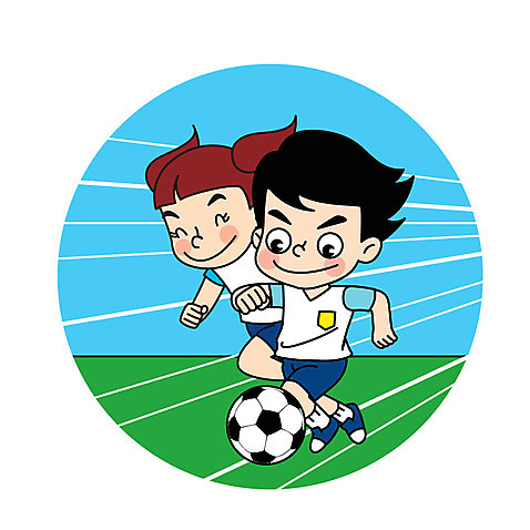전신 캐릭터 여자 남자 어린이 스포츠 일러스트 축구공 두명 달리기 축구 축구장 드리블 AI_파일형식 일러캐릭터 공 축구용품 스포츠시설 모션 사람 구기 파일형식 벡터