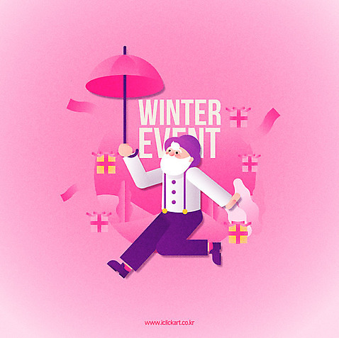 전신 노년 남자 분홍색 크리스마스 겨울 일러스트 우산 선물 한명 들기 이벤트 선물상자 쇼핑 산타클로스 세일 AI_파일형식 국내일러스트 1 계절 기념일 컬러 모션 사람 성인 상자 파일형식 벡터