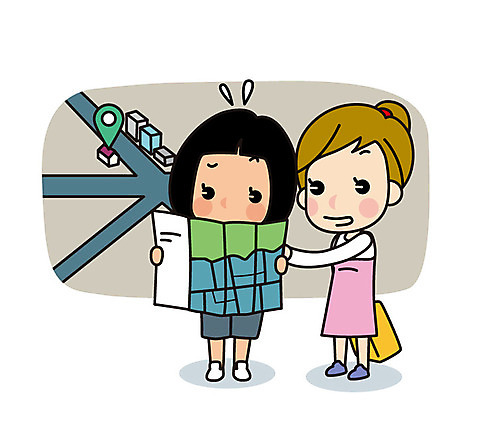 전신 여자 유럽 해외여행 여행 지도 일러스트 성인 두명 건물 친구 길찾기 AI_파일형식 국내일러스트 해외 건축물 나라 관계 사람 파일형식 벡터