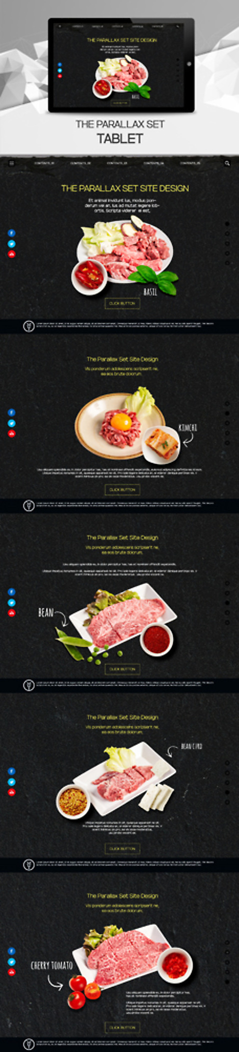 PSD 템플릿 웹템플릿 토마토 채소 사이트템플릿 사람없음 태블릿 홈페이지 검은색 홈페이지시안 소고기 양념 한우 육회 시차스크롤 반응형 패럴렉스 이미지템플릿 컬러 생고기 육류 전자제품 스마트기기 파일형식