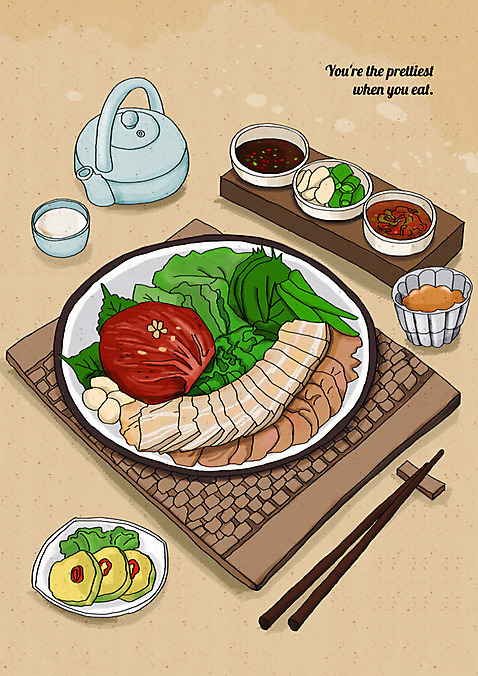 PSD 술잔 일러스트 젓가락 고추 마늘 사람없음 식탁보 상추 깻잎 보쌈 보쌈정식 술주전자 호박전 플레이팅 국내일러스트 한식 채소 잔 수저 상차림 전 정식 파일형식