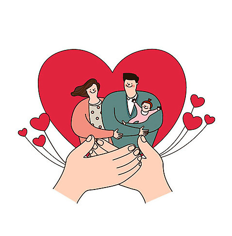 손 부부 여자 남자 행복 결혼 일러스트 가족 사랑 사람 상반신 성인 신체부위 세명 희망 기쁨 하트 아기 출산 복지 즐거움 미소_표정 국내일러스트 AI파일 모양 커플 감정 관계 표정 이벤트 사회이슈 파일형식 벡터