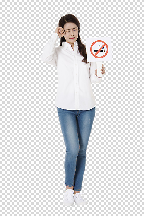 전신 편집이미지 여자 캠페인 남방 한명 서기 성인 앞모습 캐주얼 30대 눈감음 팻말 한국인 청바지 찡그림 금연 PNG 성인여자한명만 편집소스 1 옷 뷰포인트 셔츠 바지 모션 프레임 표정 사람 동양인 장년 사회이슈 여자한명만 성인여자만 파일형식