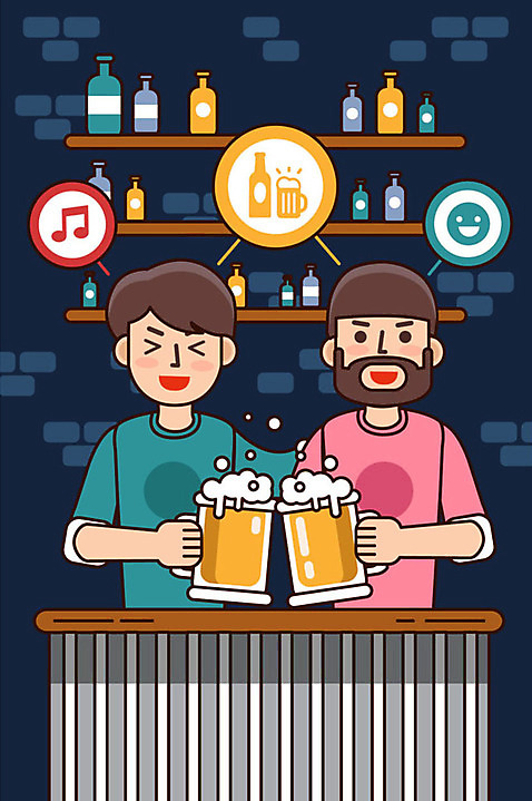 남자 일러스트 맥주 생맥주 사람 상반신 성인 두명 만남 직장인 남색 건배 일과 스트레스해소 주점 성인남자만 AI_파일형식 국내일러스트 직업 컬러 컨셉 주류 술집 남자만 성인만 파일형식 벡터