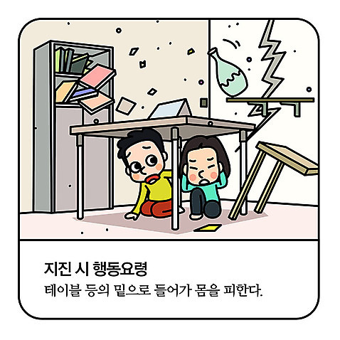 전신 여자 남자 일러스트 모션 식탁 탁자 집안 책장 사람 앉기 성인 두명 머리 떨어짐 보호 무서움 자연재해 귀막기 아래 걱정 대피 요령 지진 피하기 AI_파일형식 국내일러스트 감정 가구 컨셉 실내 손짓 신체부위 방향 재해 위치 파일형식 벡터