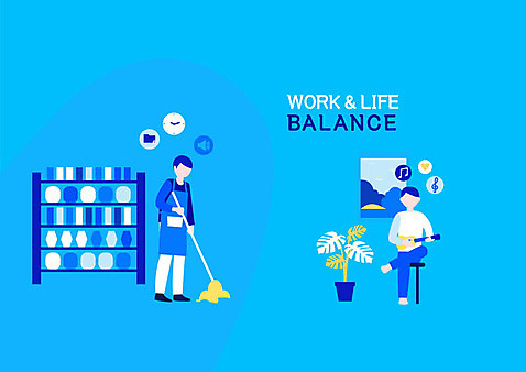 전신 남자 음악 연주 의자 일러스트 창문 휴식 사람 성인 두명 파란색 앞치마 업무 비교 상품 우쿨렐레 청소 즐거움 바쁨 아르바이트 대걸레 편의점 워라밸 국내일러스트 AI파일 감정 컬러 가구 컨셉 현악기 문화예술 상점 작업 청소도구 신조어 파일형식 벡터