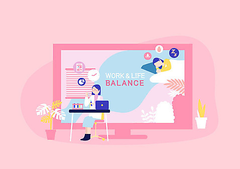 전신 여자 화분 시계 분홍색 의자 일러스트 베개 휴식 실험기구 사람 상반신 성인 두명 노트북 모니터 이불 침대 잠 업무 블라인드 비교 연구실 연구원 집중 책상 시험관 문서 워라밸 국내일러스트 AI파일 직업 컬러 과학 가구 컨셉 침구 전자제품 컴퓨터 작업 커튼 신조어 파일형식 벡터