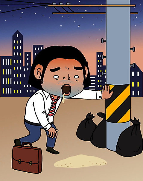 남자 일러스트 한명 성인 비즈니스라이프 비즈니스맨 야간 만취 과음 구토 회식 성인남자한명만 전봇대_시설물 AI_파일형식 국내일러스트 자연요소 1 라이프스타일 공공시설 비즈니스 사람 식사 직장인 술취함 증상 남자한명만 성인남자만 파일형식 벡터