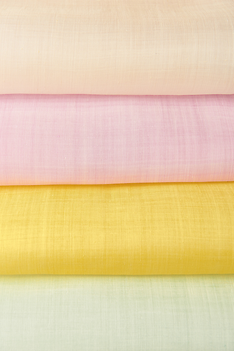 포토 전통 뷰포인트 컬러 한국 실내 내부 직물 파일형식 분홍색 베이지색 노란색 겹침 배열 모시 원단샘플 질감 천 백그라운드 스튜디오촬영 하이앵글 JPG 사람없음 한국전통 국내포토