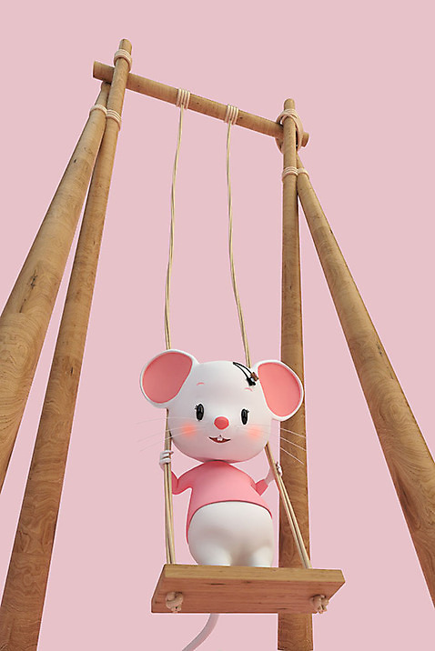 PSD 편집 편집이미지 캐릭터 한마리 분홍색 새해 3D캐릭터 사람없음 3D 귀여움 머리핀 쥐띠 쥐 디지털합성 그네 쥐캐릭터 흰쥐 2020년 경자년 편집3D 1 컬러 동물캐릭터 컨셉 장신구 십이지신 설치류 연도 파일형식