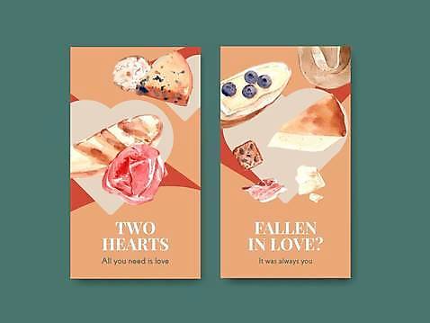 EPS 해외이미지 포스터 빵 일러스트 디저트 치즈 사람없음 주황색 하트 햄 메뉴판 버터 치즈케이크 해외일러스트 모양 음식 컬러 유제품 육류 케이크 파일형식 벡터 이미지허브