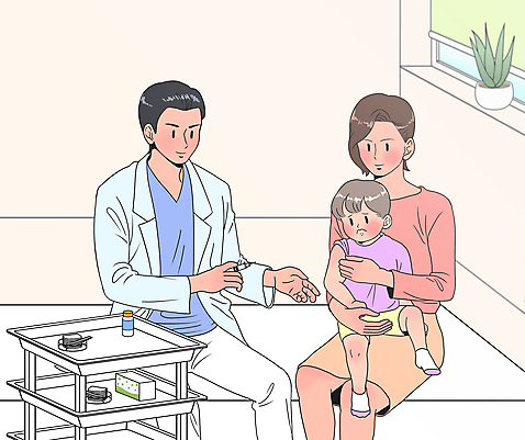 전신 PSD 모자_엄마와아들 여자 남자 화분 어린이 일러스트 안기 주사기 앉기 소년 상반신 성인 세명 수레 진료 찡그림 무서움 소아과 소아과의사 예방주사 어린이병원 국내일러스트 감정 아들 의학 가족 의료기기 모션 엄마 표정 병원 사람 카트 의사 예방 파일형식