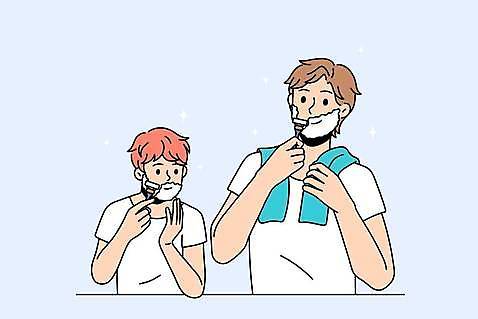 관계 모션 사람 위생용품 파일형식 벡터 성인 두명 수건 거품 면도기 면도 남자만 남자 청소년 가족 EPS 일러스트 해외이미지 상반신 해외일러스트 이미지허브
