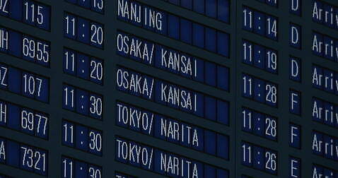 영어 아시아 여행 비행기 한국 사람없음 디지털 스크린 일본 정보 시간 시간표 공항 도착 출발 대패 4K MOV 해외동영상 문자 나라 컨셉 항공교통 교통시설 대중교통 계획 동영상 파일형식