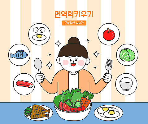 여자 포크 일러스트 밥 육류 어류 한명 들기 상반신 성인 건강관리 계란 숟가락 식사 샐러드 사과 계란프라이 양배추 생선구이 면역력 식습관 영양섭취 성인여자한명만 AI_파일형식 국내일러스트 1 식기 음식 채소 과일 식재료 모션 수저 건강 관리 사람 알 수중동물 계란요리 구이 생선요리 여자한명만 성인여자만 파일형식 벡터