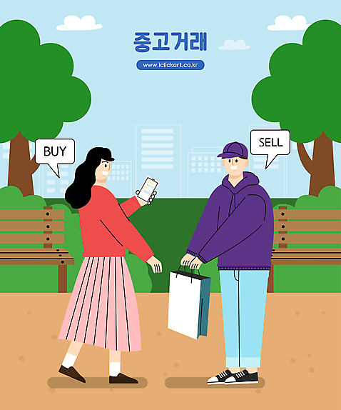 전신 나무 공원 여자 남자 말풍선 벤치 일러스트 서기 들기 성인 두명 스마트폰 쇼핑백 판매 거래 구매 상인 고객 주기 성인만 중고거래 AI_파일형식 국내일러스트 식물 공공시설 의자 가방 모션 사람 핸드폰 스마트기기 쇼핑 파일형식 벡터