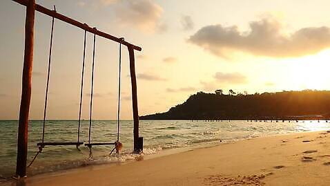 아시아 바다 사람없음 야외 일몰 그네 캄보디아 HD MP4 해외동영상 클립영상 나라 노을 동영상 파일형식