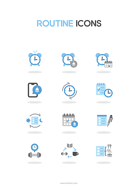 아이콘 라이프스타일 화살표 시계 하늘색 휴식 사람없음 책 스마트폰 독서 운동 펜 다이어리 아령 머그컵 자명종 알람 달력 종 날짜 시간표 계획 알림 규칙 체크리스트 AI_파일형식 2D아이콘 컨셉 건강 생활 컵 파란색 핸드폰 스마트기기 필기구 사무용품 파일형식 벡터