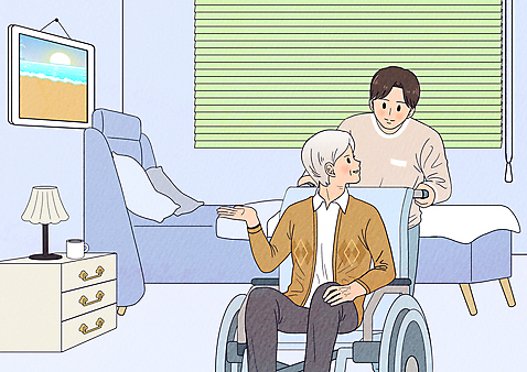 전신 PSD 여자 노년 남자 액자 일러스트 서기 앉기 성인 두명 마주보기 머그컵 침대 스탠드 봉사 커튼 밀기 휠체어 서랍장 노인복지 돌봄 돌봄서비스 돌보미 미소_표정 국내일러스트 직업 가구 모션 조명 표정 사람 컵 도움 복지 서비스 파일형식
