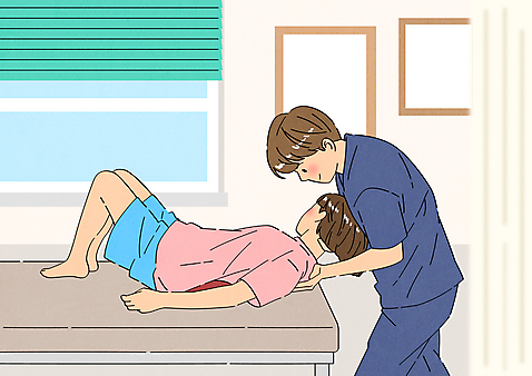 전신 여자 남자 액자 일러스트 창문 숙이기 상반신 성인 두명 치료 눕기 환자 잡기 마사지 정형외과 치료사 성인만 도수치료 AI_파일형식 국내일러스트 직업 포즈 의학 모션 병원 사람 파일형식 벡터