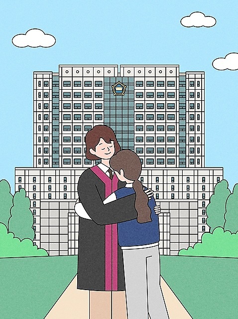 나무 학생 여자 교복 일러스트 안기 포옹 청소년 상반신 성인 두명 눈감음 판사복 법률가 판사 법원 여자만 AI_파일형식 구름_자연 국내일러스트 자연요소 식물 직업 옷 모션 사람 가운 파일형식 벡터