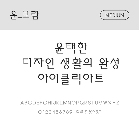 폰트 한글 사람없음 OTF 국문폰트 낱개폰트 설치폰트 디자인서체 미디움체 윤폰트 보람체 문자 파일형식