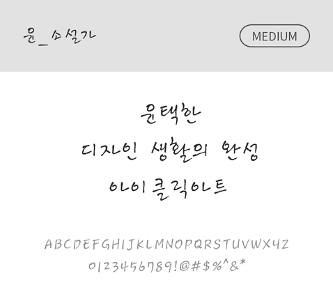 폰트 한글 사람없음 OTF 국문폰트 낱개폰트 설치폰트 디자인서체 미디움체 윤폰트 소설가체 문자 파일형식