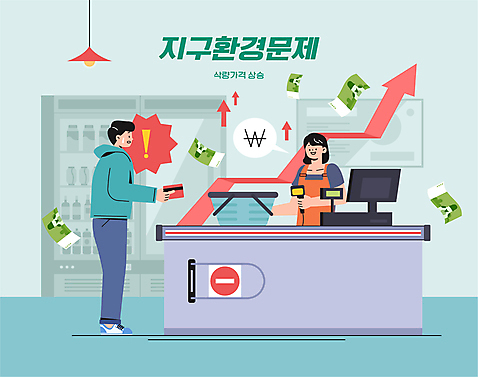 전신 여자 남자 화살표 말풍선 일러스트 들기 상반신 성인 두명 장보기 놀람 시세 원화 신용카드 계산 만원 가격 계산대 사회이슈 장바구니 상승 결제 마트 민트색 포스기 성인만 AI_파일형식 국내일러스트 감정 컬러 컨셉 지폐 돈 모션 표정 사람 금융 쇼핑 바구니 상점 기계 파일형식 벡터