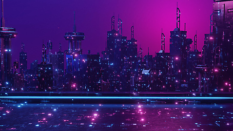 JPG 해외이미지 미래 빌딩 사람없음 건물 빛 3D 보라색 도시 사이버 네온 해외202309 해외포토 포토 건축물 컬러 컨셉 디지털합성 파일형식