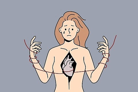 1 사람 장기_의학 여자한명만 성인여자만 파일형식 벡터 울상 성인여자한명만 한명 여자 성인 실 심장 EPS 해외일러스트 일러스트 해외이미지 해외202309 상반신