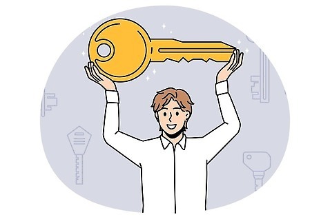 1 남자 컨셉 비즈니스 모션 안전 사람 직장인 남자한명만 성인남자만 파일형식 벡터 손들기 반짝임 한명 성인남자한명만 성인 들기 해외202310 일러스트 EPS 해외이미지 열쇠 비즈니스맨 보안 비밀 해외일러스트