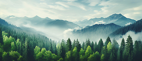 JPG 나무 편집이미지 자연 하늘 산 사람없음 초록색 안개 분위기 숲 구름_자연 풍경_경치 자연요소 식물 컬러 컨셉 날씨 생태계 파일형식