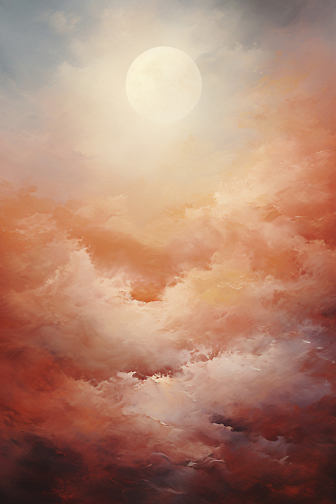 JPG 편집이미지 백그라운드 하늘 사람없음 태양 빈티지 디지털합성 그림 유화 구름_자연 자연요소 컨셉 미술 파일형식