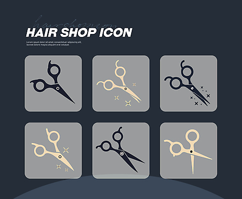 아이콘 사람없음 세트 미용실 남색 헤어용품 이발소 미용가위 미니멀 2D아이콘 AI파일 컬러 가위_도구 미용용품 뷰티샵 파일형식 벡터
