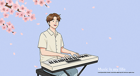 남자 꽃잎 연주 일러스트 노래 한명 앉기 성인 라이프 벚꽃 연보라색 전자피아노 피아노의자 성인남자한명만 버스킹 AI_파일형식 국내일러스트 1 꽃 음악 의자 모션 사람 생활 보라색 공연 피아노 남자한명만 성인남자만 파일형식 벡터