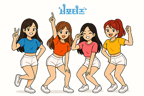 전신 여자 포즈 일러스트 응원 허리숙이기 여러명 성인 손들기 눈감음 가리킴 브이 치어리더 서포터즈 활기 단체복 성인여자만 AI_파일형식 미소_표정 일러캐릭터 캐릭터 옷 다수 컨셉 모션 표정 숙이기 사람 손짓 여자만 성인만 파일형식 벡터