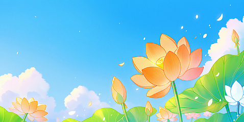 JPG 꽃잎 일러스트 하늘 사람없음 연잎 꽃봉오리 구름_자연 연꽃_꽃 국내일러스트 자연요소 꽃 잎 파일형식