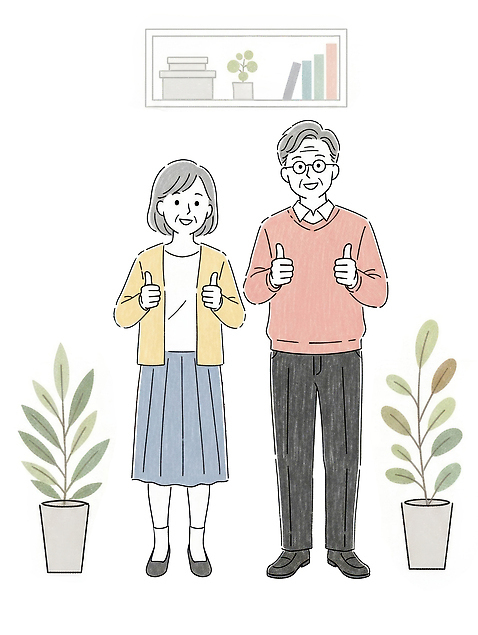 식물 라이프스타일 부부 여자 노년 남자 감정 안경 가구 컨셉 가족 관계 표정 사랑 사람 성인 최고 파일형식 국내일러스트 잎 따봉 보관함 책 선반 전신 두명 가정 가족애 노부부 할머니 할아버지 동반자 웃음 따뜻함 화목 행복 기쁨 커플 그림 PSD 일러스트 실버라이프 안경낌 풀_식물 화분 미소_표정 조부모 부모