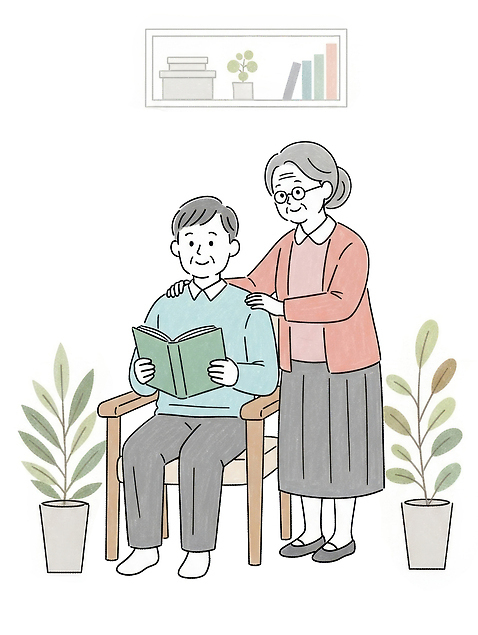식물 라이프스타일 부부 여자 노년 남자 감정 안경 가구 가족 모션 표정 사랑 사람 성인 파일형식 보관함 선반 의자 앉기 들기 서기 마사지 전신 두명 가정 가족애 노부부 할아버지 동반자 할머니 책 독서 따뜻함 행복 PSD 일러스트 실버라이프 안경낌 풀_식물 화분 미소_표정 조부모 부모 국내일러스트 잎