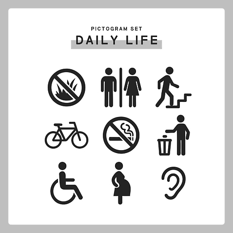 아이콘 상징 안전 사람 일상 픽토그램 계단 환경 자전거 임신 쓰레기 장애인 화장실 시설 귀 금연 소음 공공장소 2D아이콘 AI파일 캠페인 라이프 신체부위 바이크 소리 장소 사회이슈 장애 파일형식 벡터
