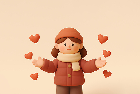 JPG 무료이미지 편집이미지 캐릭터 디자인 감정 포즈 백그라운드 따뜻함 사랑 귀여움 하트 표현 편안함 조형 기부 편집3D AI컴퓨터그래픽 AI콘텐츠 모양 컨셉 3D 감각 파일형식 무료콘텐츠